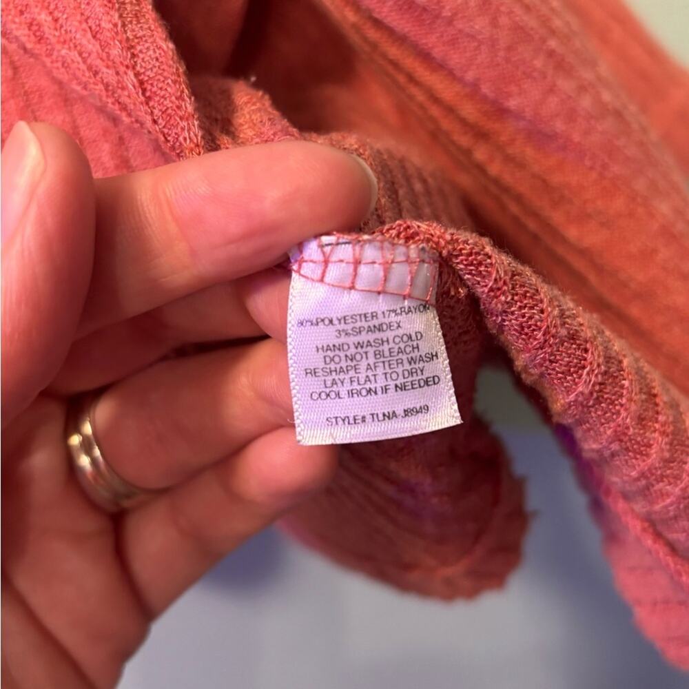 Tresics Women’s Muted Coral Ribbed Open-Front Cardigan Size Small - Picture 5 of 8